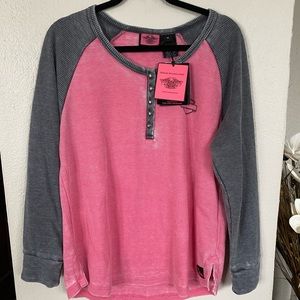 Womens Harley Davidson waffle knit top NWT SZ XL. Pink collection 99145-17VW.
